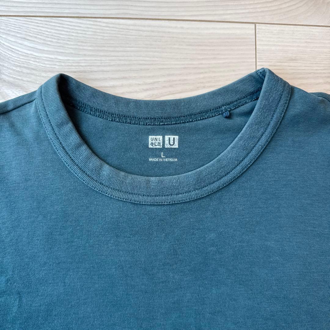 UNIQLO ユニクロ クルーネック半袖Tシャツ Lサイズ ダークグリーン — image 4