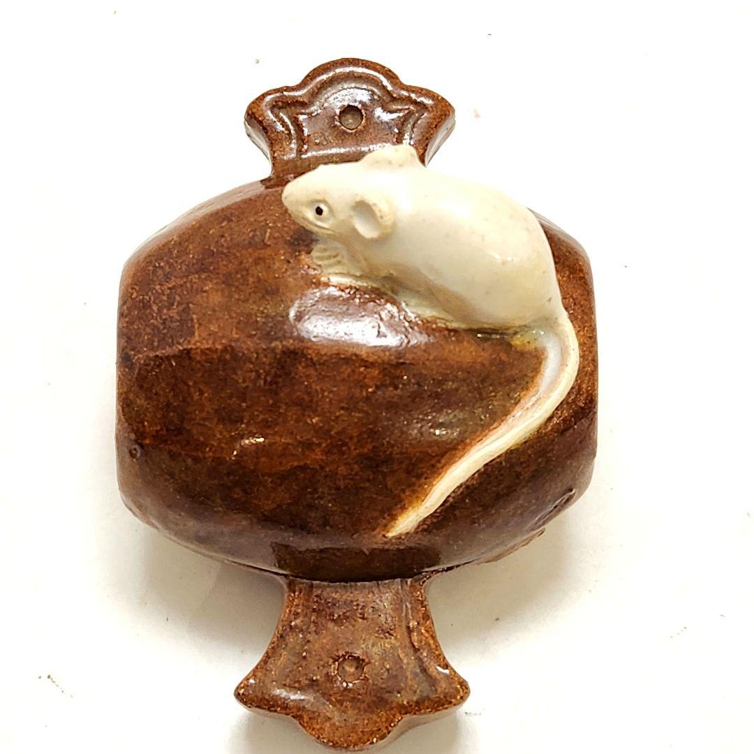 Y3788-7 大樋勘兵衛 前作 子（ネズミ）香合 共箱 — image 2