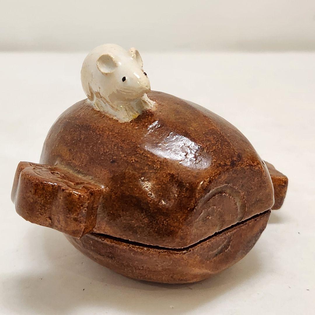 Y3788-7 大樋勘兵衛 前作 子（ネズミ）香合 共箱 — image 5