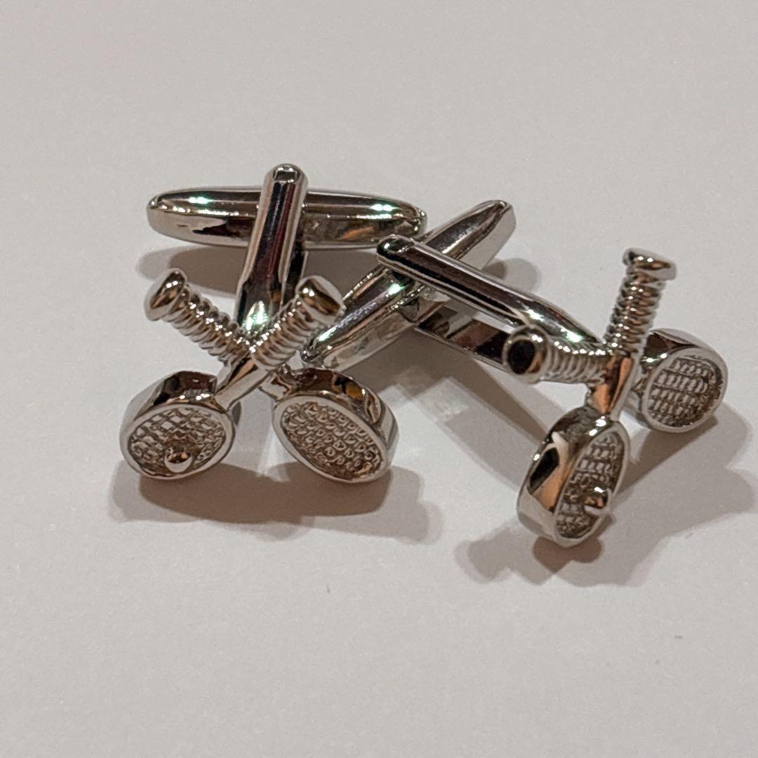 【美品】メンズテニスラケット　カフスボタン　シルバー色　スポーツシリーズ — image 2