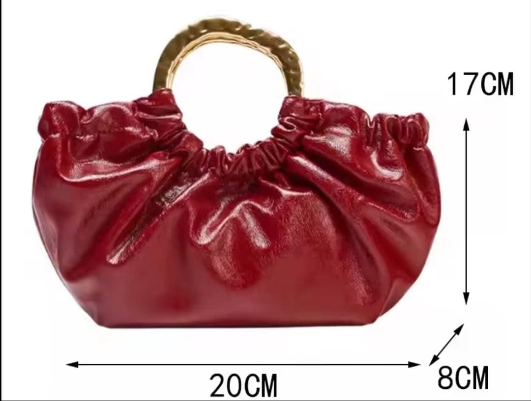 ZARA ギャザー ハンドル ハンド ショルダー バッグ レッド — image 5