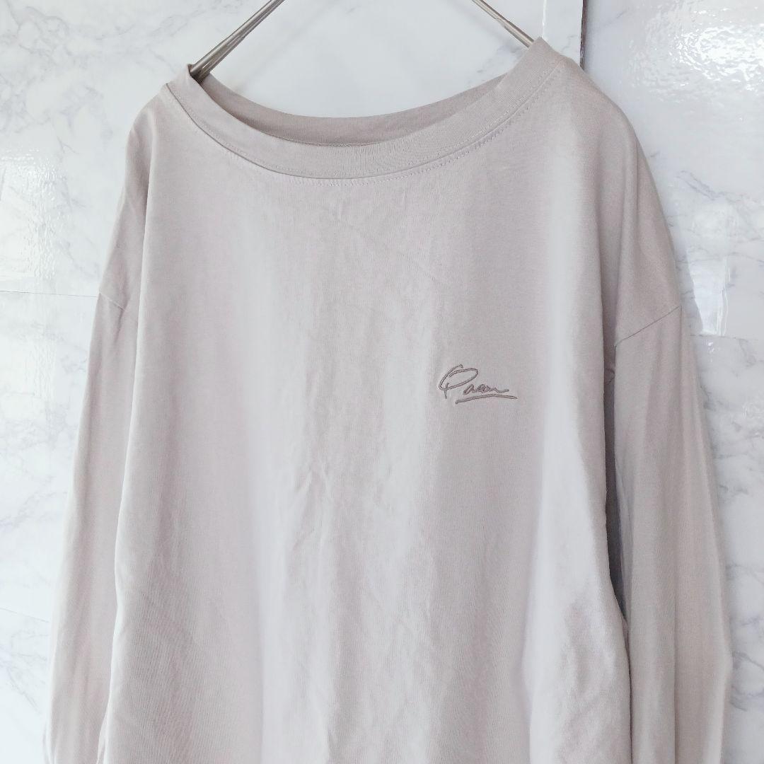 クラシカルエルフ ベージュ ロゴ 刺繍 長袖 Tシャツ 袖口 フリル タック — image 2