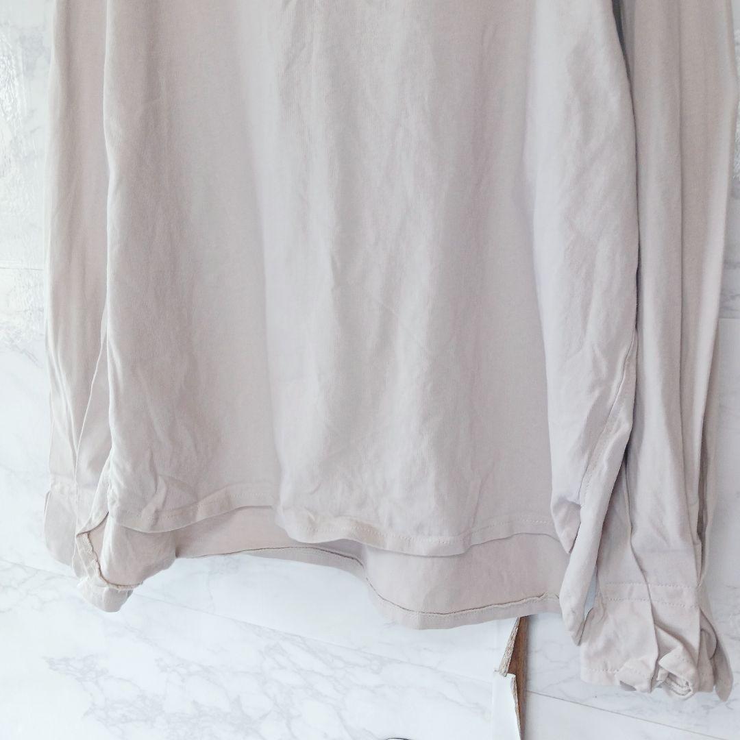 クラシカルエルフ ベージュ ロゴ 刺繍 長袖 Tシャツ 袖口 フリル タック — image 3