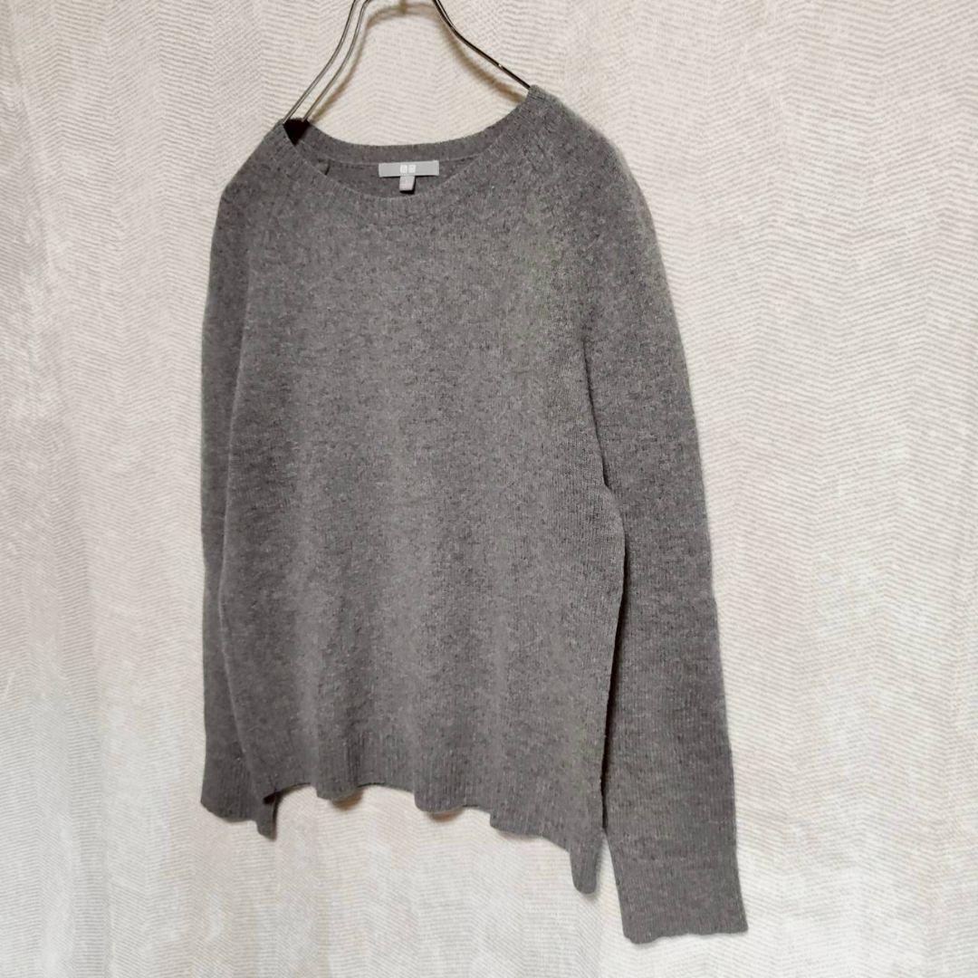 UNIQLO ウールニット セーター L グレー 定番 シンプル ウール100% — image 4