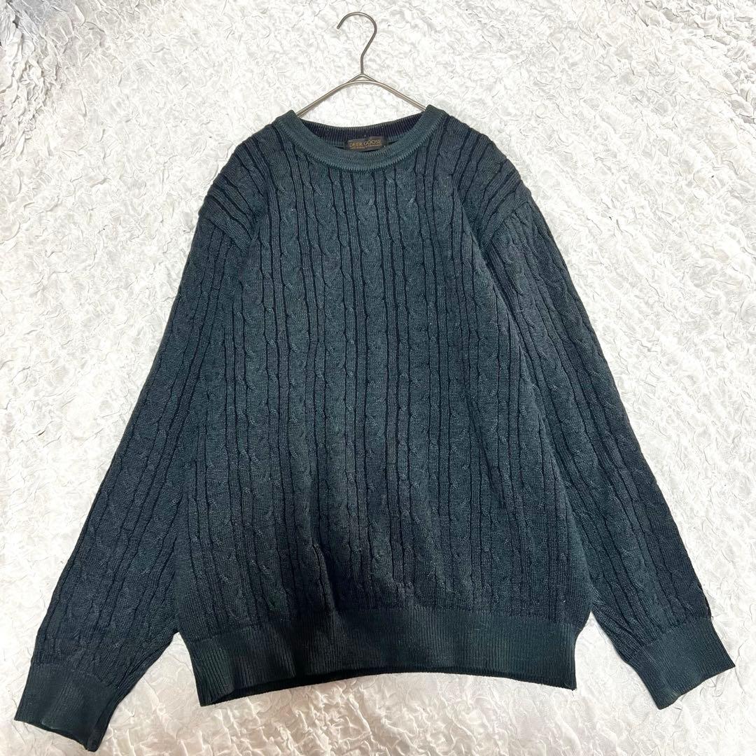 【DEER GOOSE】（L）ケーブルニット ダークグリーン アルパカ ウール — image 2