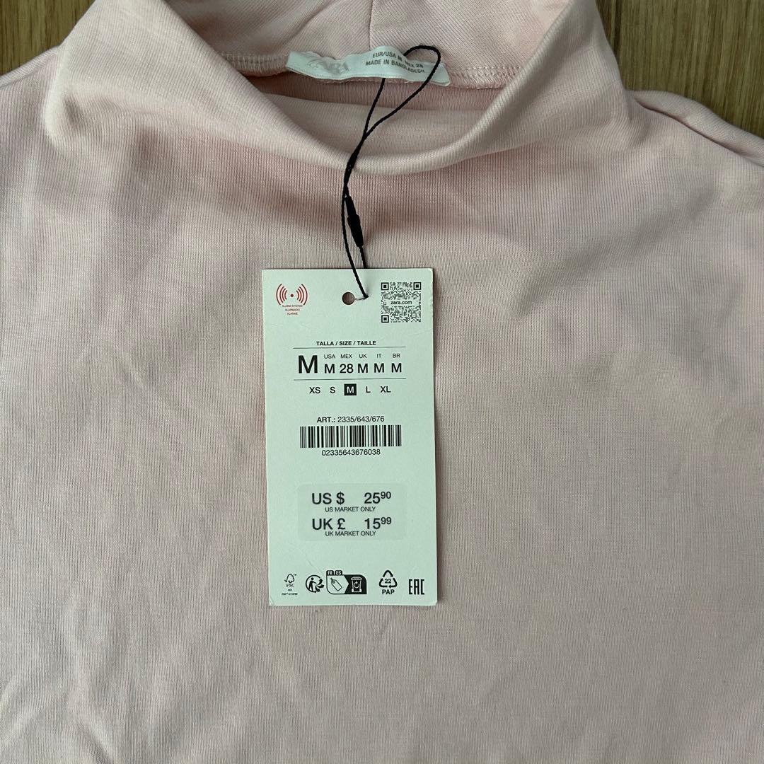 新品タグ付✨ZARA ザラ モックネック 長袖カットソー レディース ピンク M — image 3
