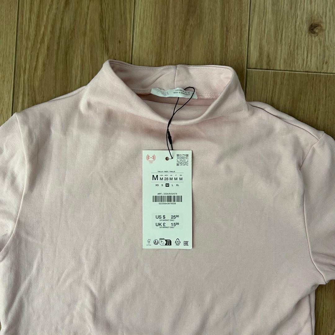 新品タグ付✨ZARA ザラ モックネック 長袖カットソー レディース ピンク M — image 4