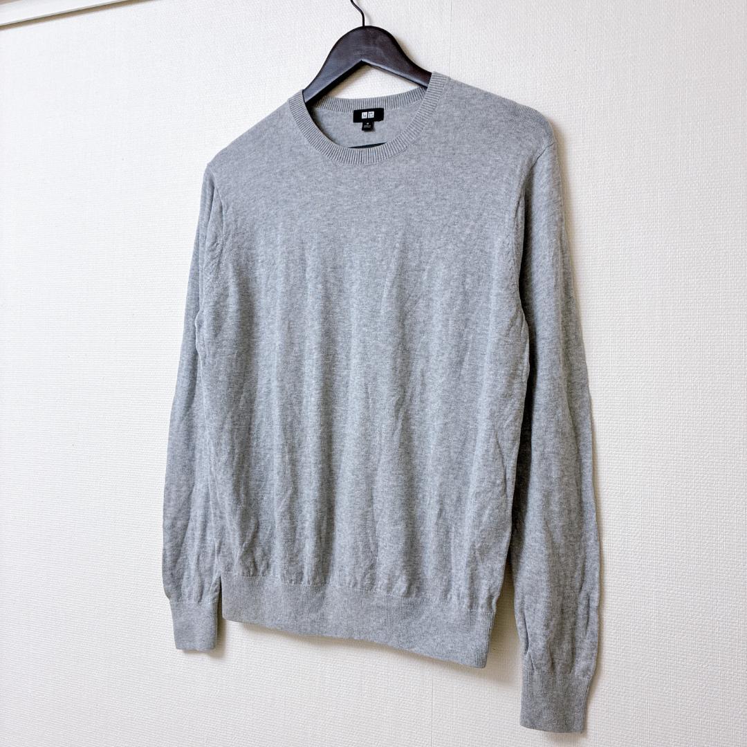 UNIQLO ウォッシャブルコットンメリノセーター グレー M — image 2