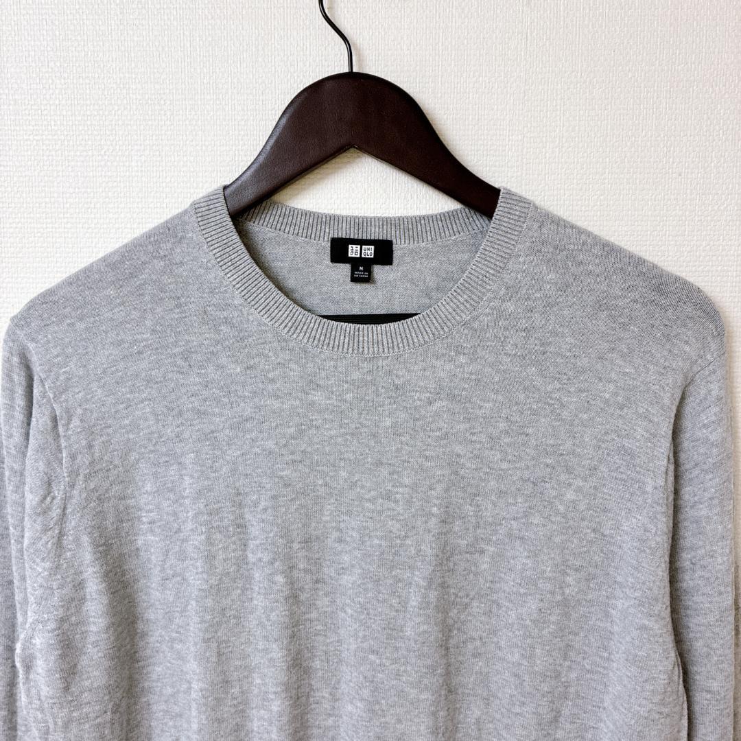 UNIQLO ウォッシャブルコットンメリノセーター グレー M — image 4