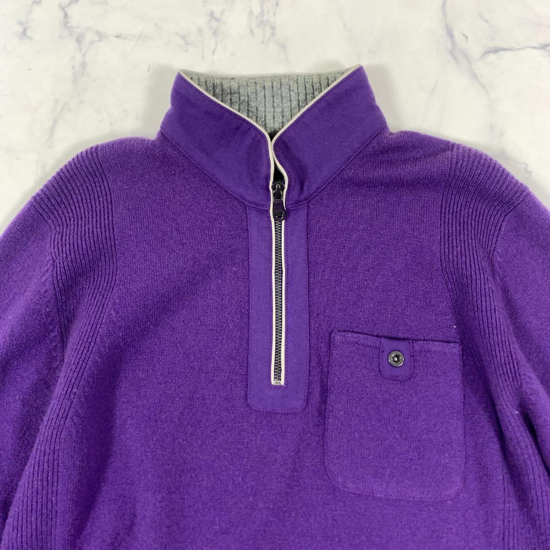 23区 HOMME ニット 紫 毛100％ ジップアップ 48 C2223 — image 2