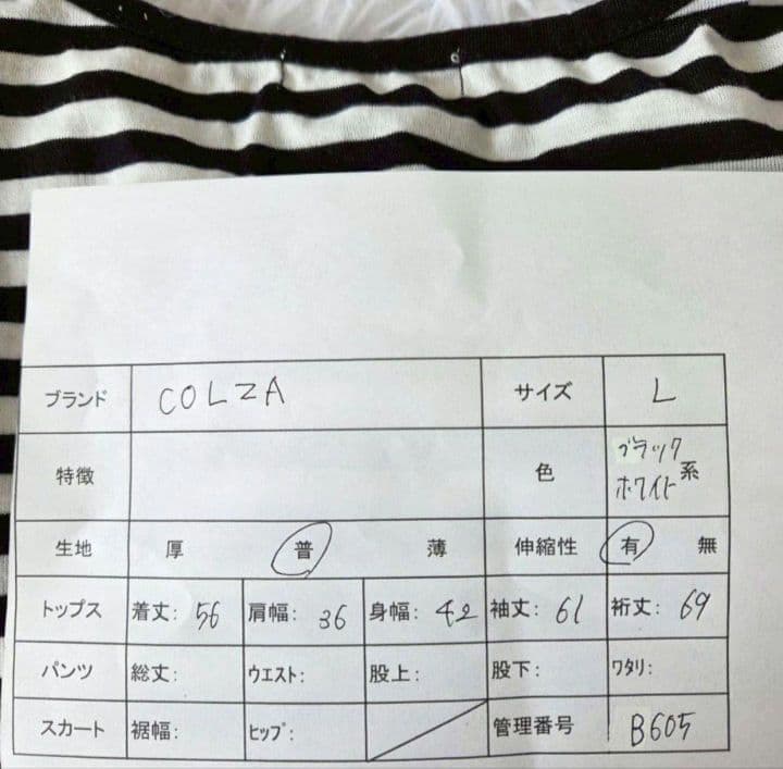 C.O.L.Z.A ボーダータイリボン長袖Tシャツ カットソーL — image 3