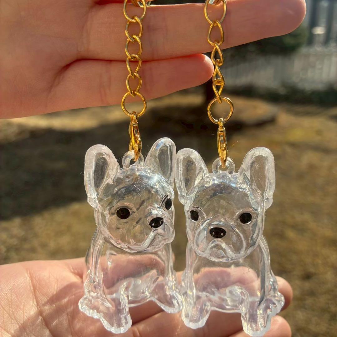 フレンチブルドッグ 犬の毛収納 メモリアル 毛玉 キーホルダー 大2個セット — image 2