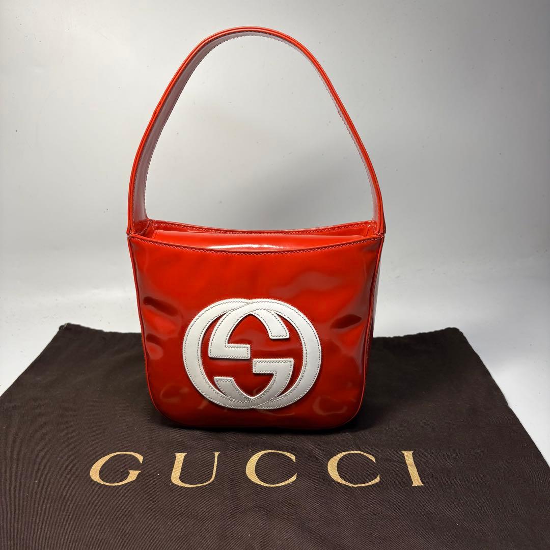【極美品希少】GUCCI インターロッキングソーホーエナメルハンドバッグオレンジ — image 2