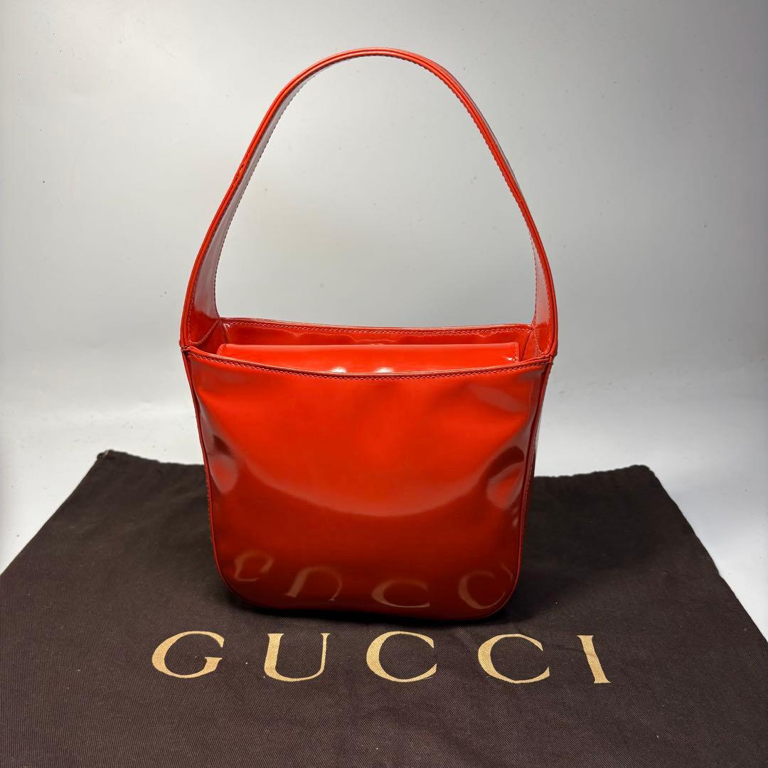 【極美品希少】GUCCI インターロッキングソーホーエナメルハンドバッグオレンジ — image 3