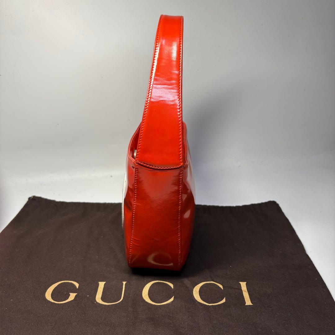 【極美品希少】GUCCI インターロッキングソーホーエナメルハンドバッグオレンジ — image 4
