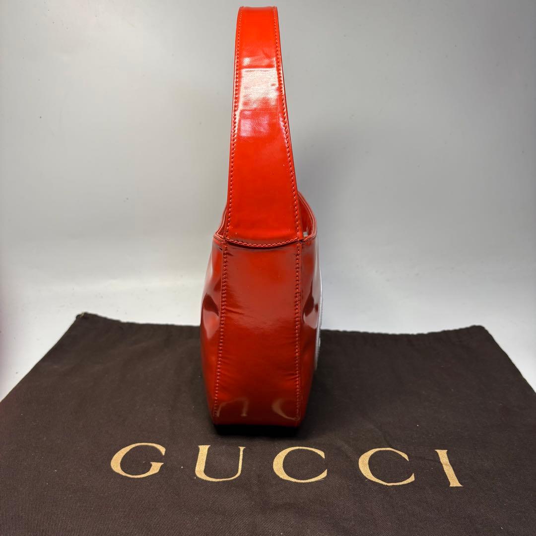 【極美品希少】GUCCI インターロッキングソーホーエナメルハンドバッグオレンジ — image 5