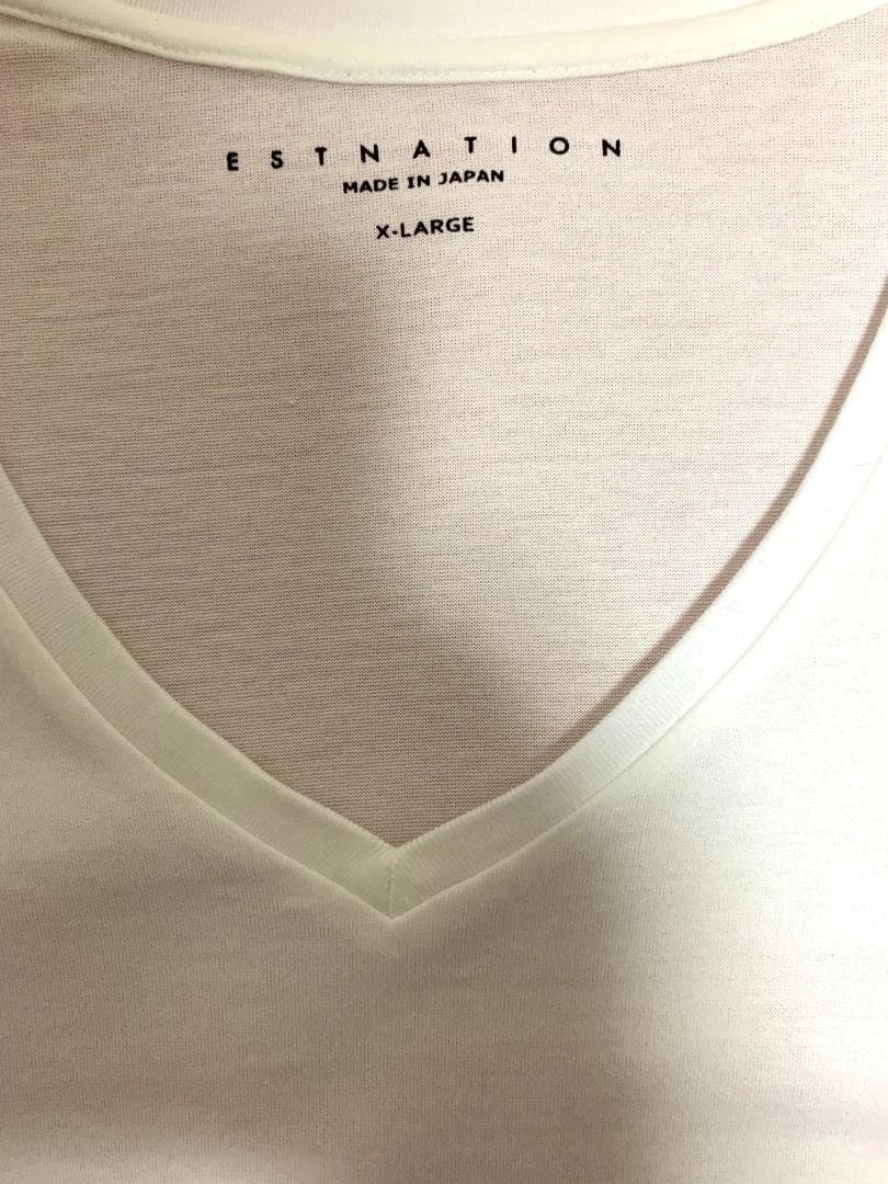 ESTNATION Vネック Tシャツ ホワイト XL — image 3