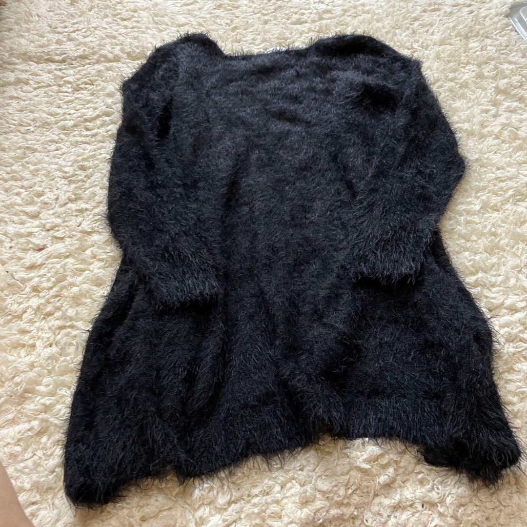 カーディガン　シャギー風　ニット　M サイズ　ブラック　ふわふわ　新品　羽織り — image 4