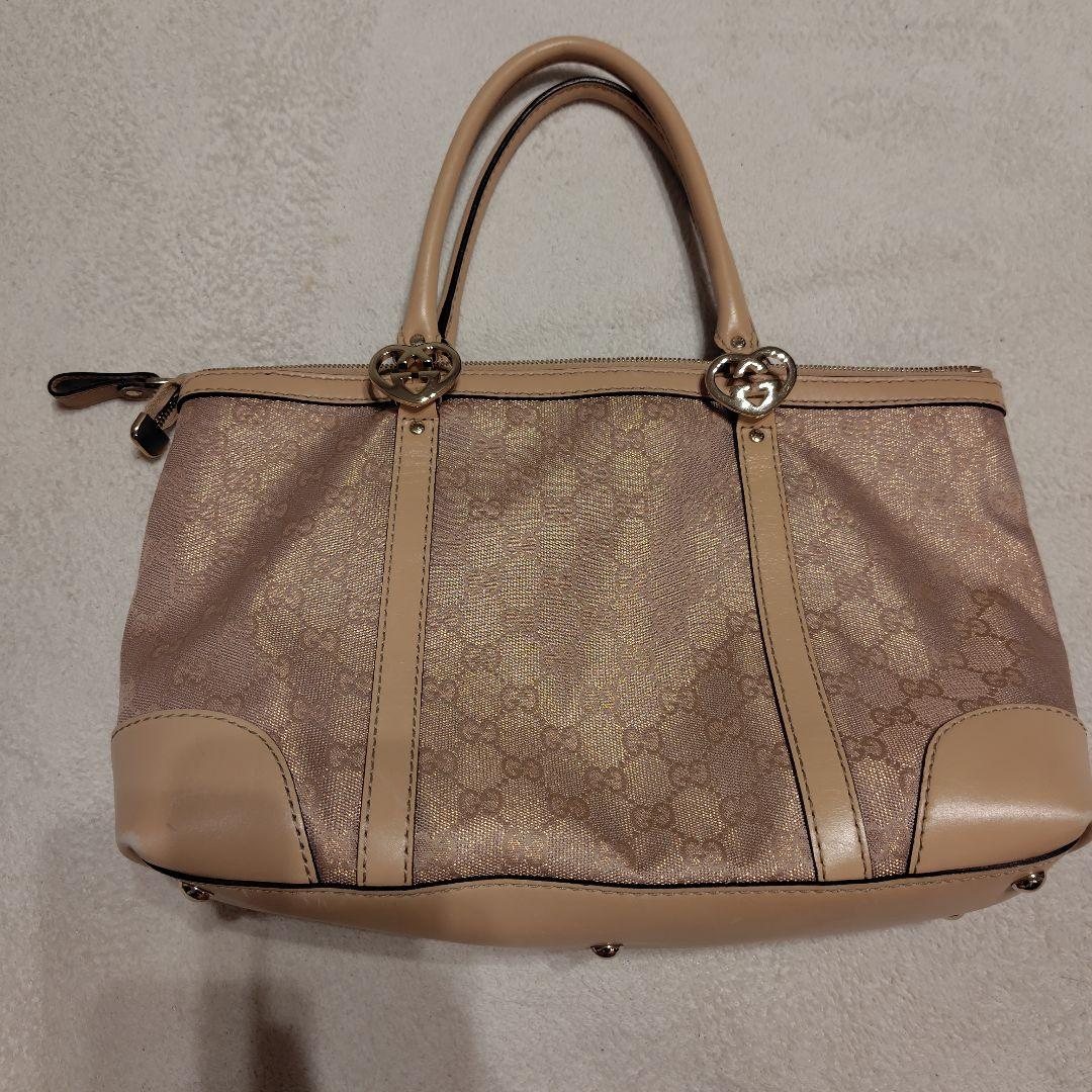 GUCCI グッチ ラブリー トートバッグ ハンドバッグ ピンク GG柄 ハート — image 2