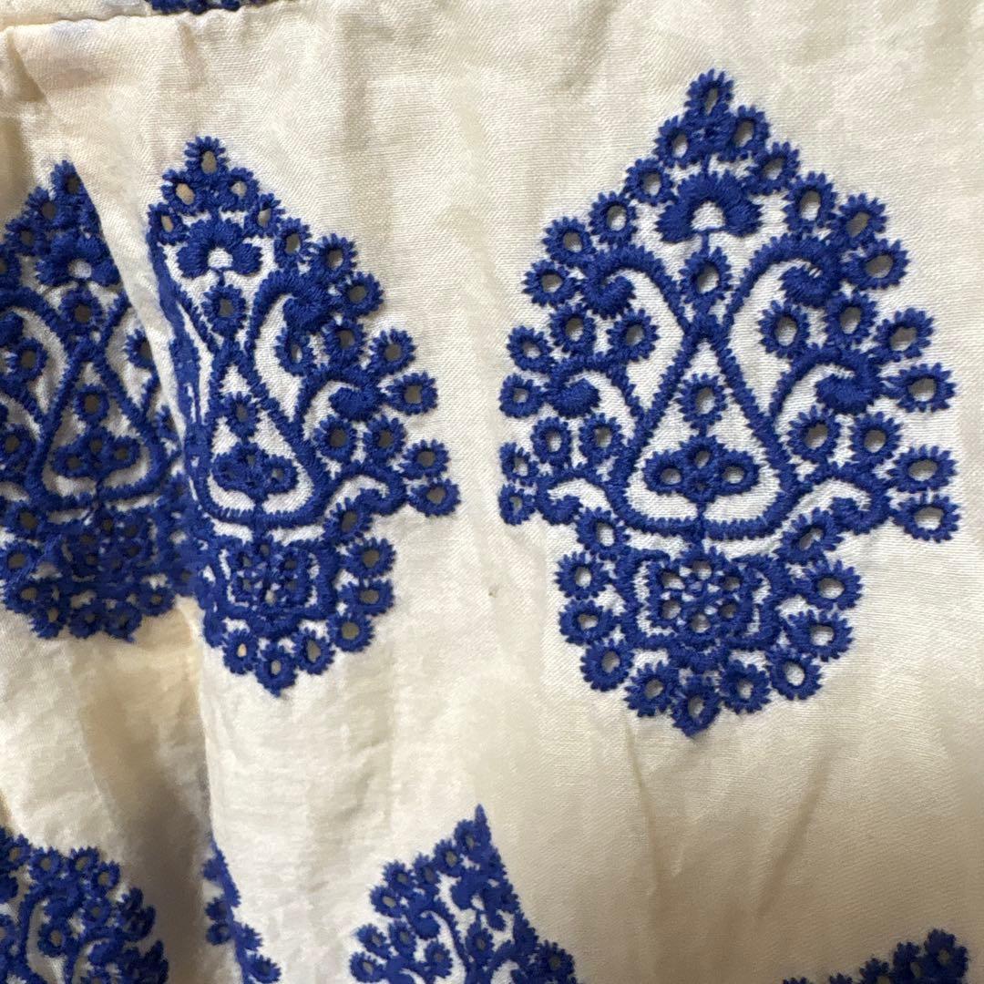 ジェイクルー　ベアトップミニワンピース(M)アイボリーオリエンタル刺繍 — image 3