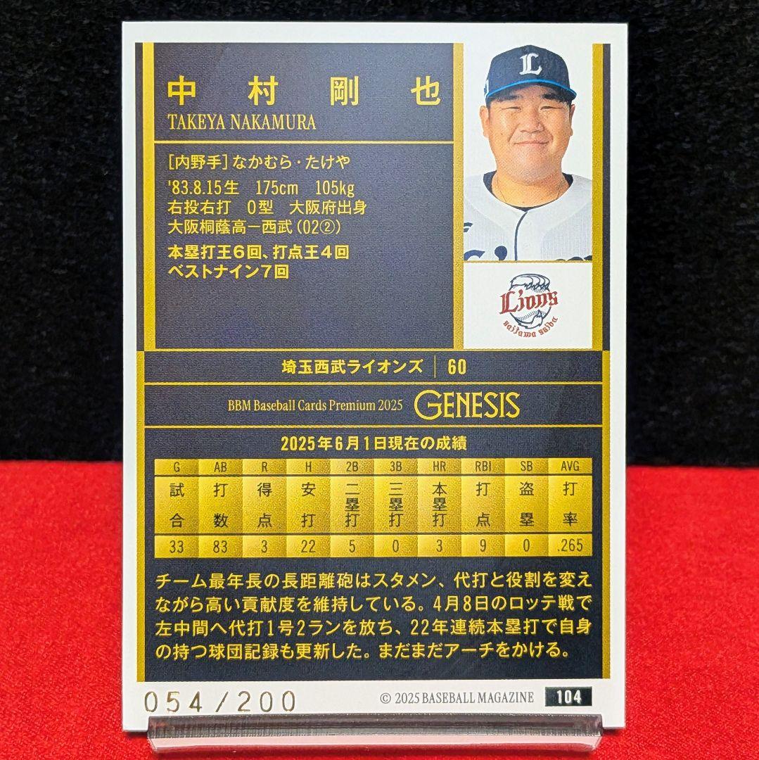 【200シリ】BBM 2025 GENESIS 中村剛也 エメラルド — image 3
