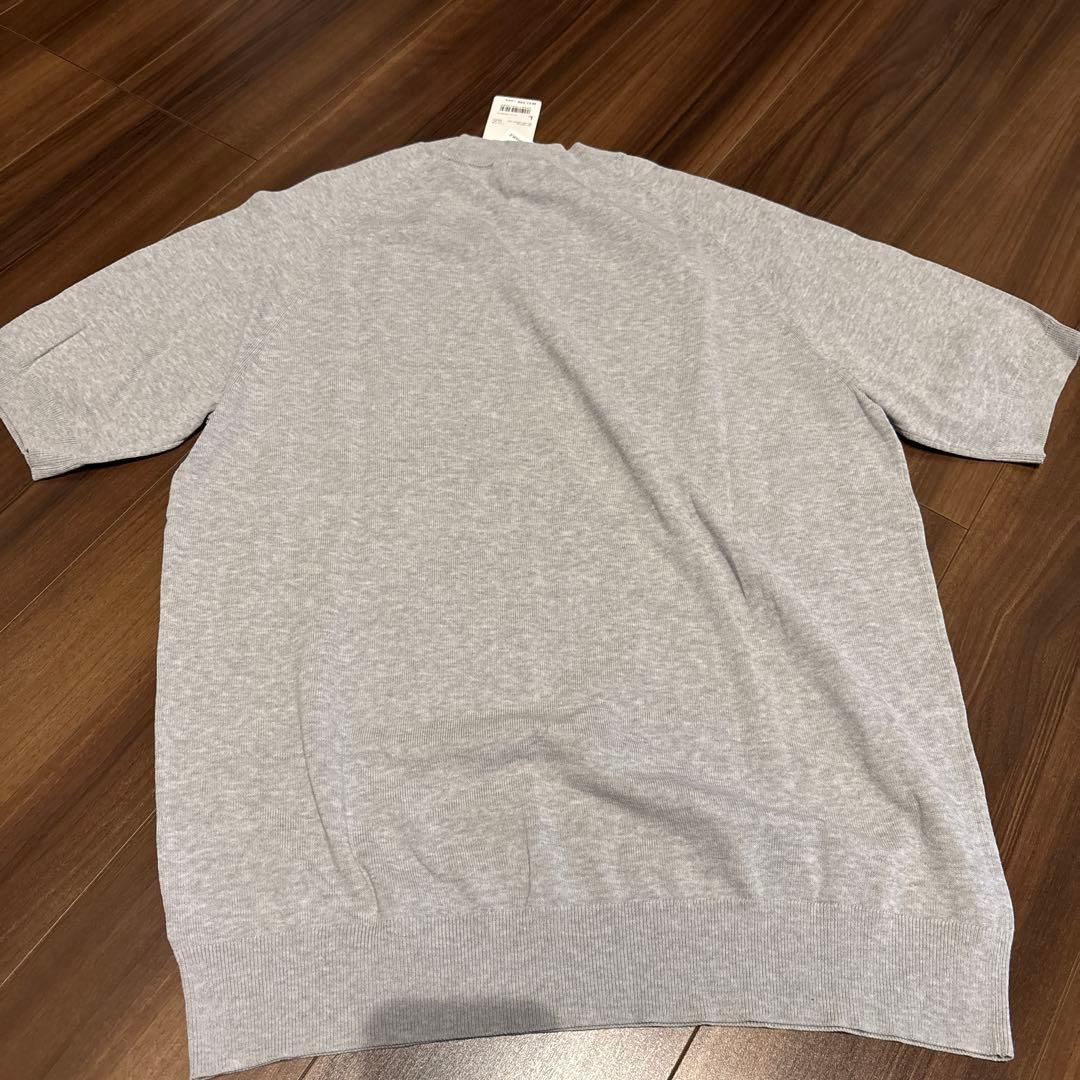 新品　メンズUNIQLO ウォッシャブルクルーネックセーター 半袖 グレー L — image 3