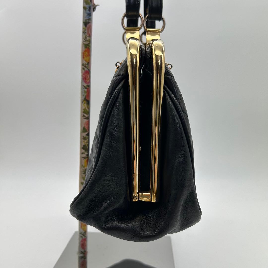 美品　ロベルタディカメリーノ　ハンドバッグ　がま口　バゴンギ　キルティング　黒 — image 5
