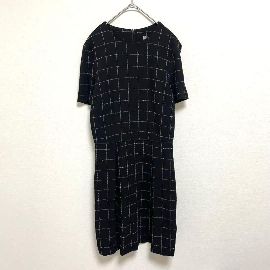 新品タグ付H&M ウィンドウペンチェック ワンピース ブラック EUR34 S — image 2