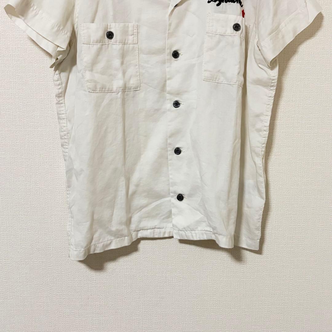 アールエヌエー スラング　ボウリングシャツ 半袖 開襟 刺繍 白 黒 M 星 — image 3
