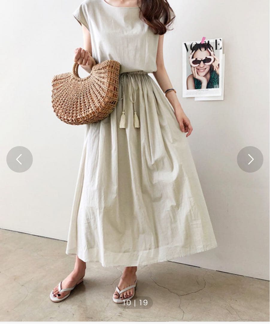 JUNOAH リネンタッチマキシ丈ワンピース　M アイボリー — image 2