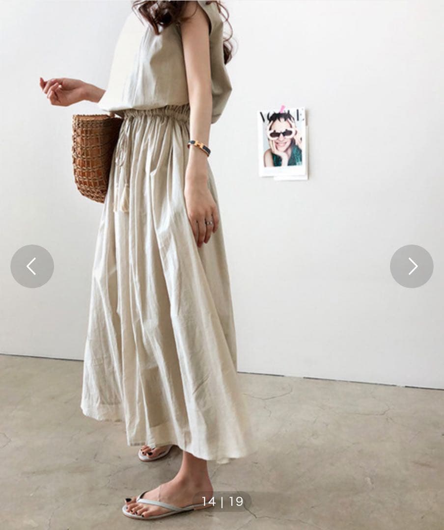 JUNOAH リネンタッチマキシ丈ワンピース　M アイボリー — image 3