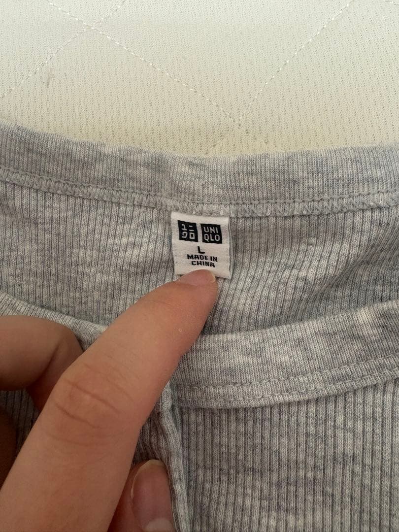UNIQLO リブヘンリーネック 長袖カットソー グレー L — image 3