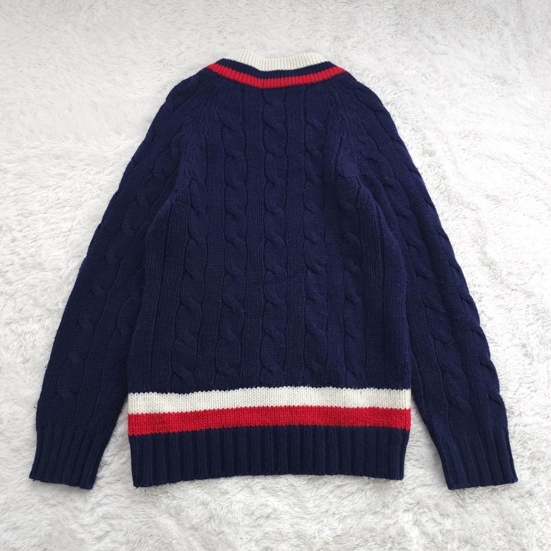 70~80s IZOD LACOSTE ニット セーター ネイビー ケーブル編み — image 3