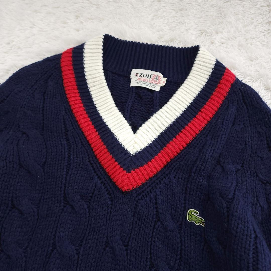70~80s IZOD LACOSTE ニット セーター ネイビー ケーブル編み — image 4