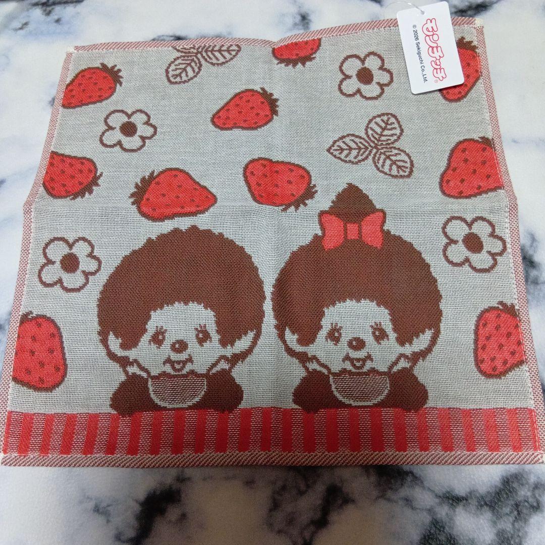 【新品】モンチッチ　タオルハンカチ　いちご柄 おでかけ♥可愛い — image 2