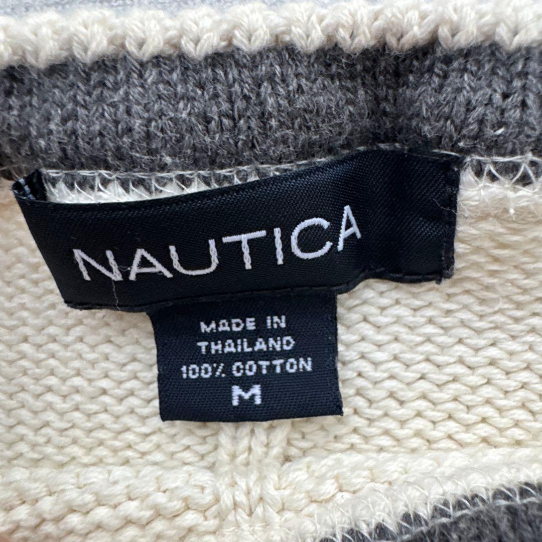 【人気ブランド】　ノーティカ コットンニット セーター M 縦リブ 刺繍ロゴ — image 2