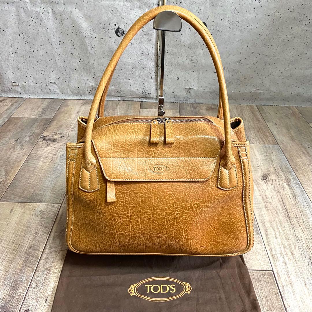 本物☆TOD's トッズ ロゴ レザー ハンドバッグ ブラウン ミニトートバッグ — image 2