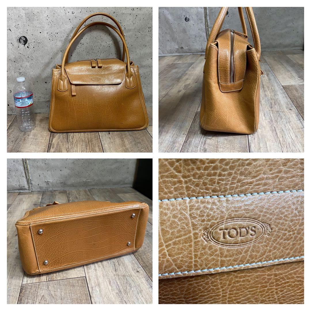 本物☆TOD's トッズ ロゴ レザー ハンドバッグ ブラウン ミニトートバッグ — image 5