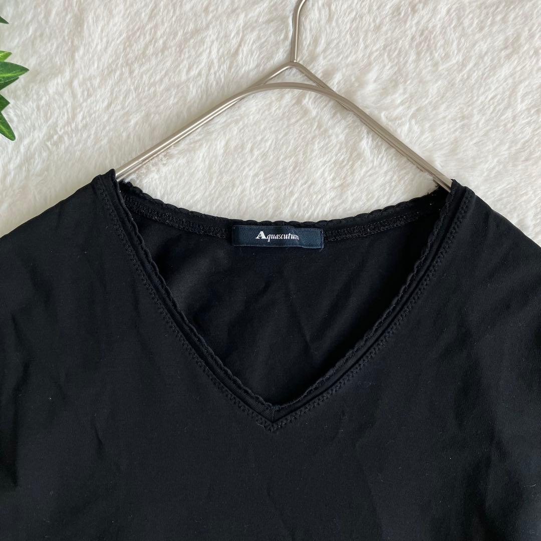 Aquascutum✨アクアスキュータム（9）Tシャツ ブラック Vネック — image 2