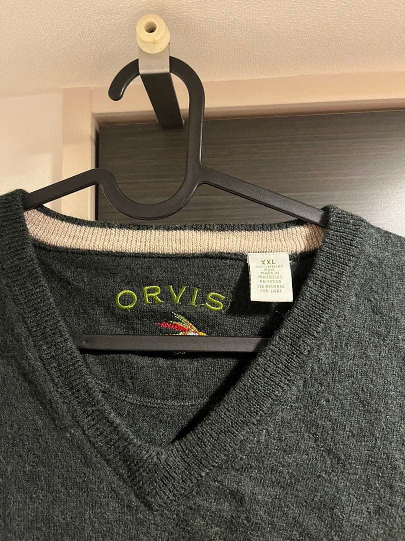 80s 90s orvis オービス　Ｖネック　ニット　深緑　モーリシャス製 — image 3