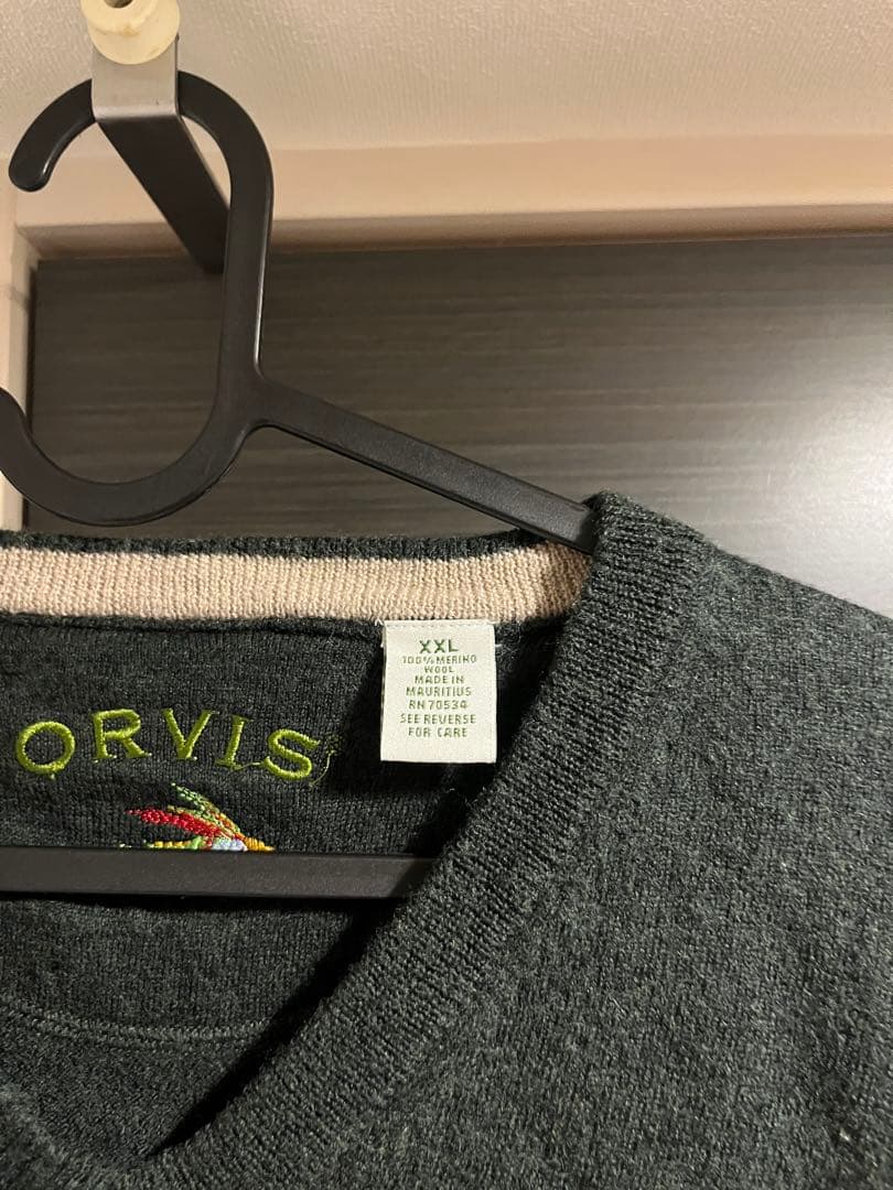 80s 90s orvis オービス　Ｖネック　ニット　深緑　モーリシャス製 — image 4