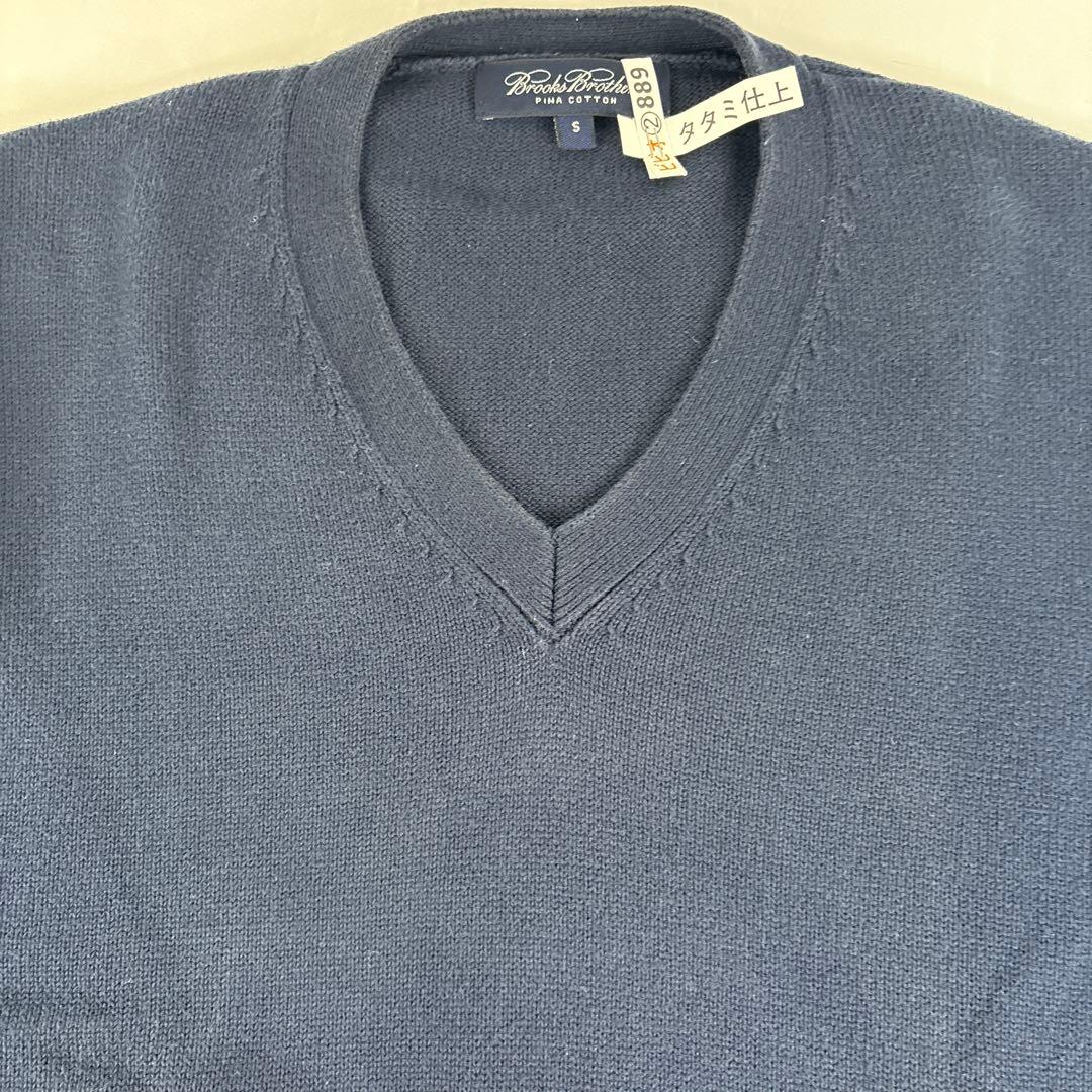 美品 Brooks Brothers Vネックニット S ネイビー ピマコットン — image 3