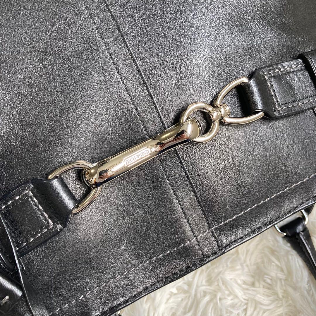 COACH 黒 ブラック ミニボストン ミディアム サッチェル 革 レザー — image 2