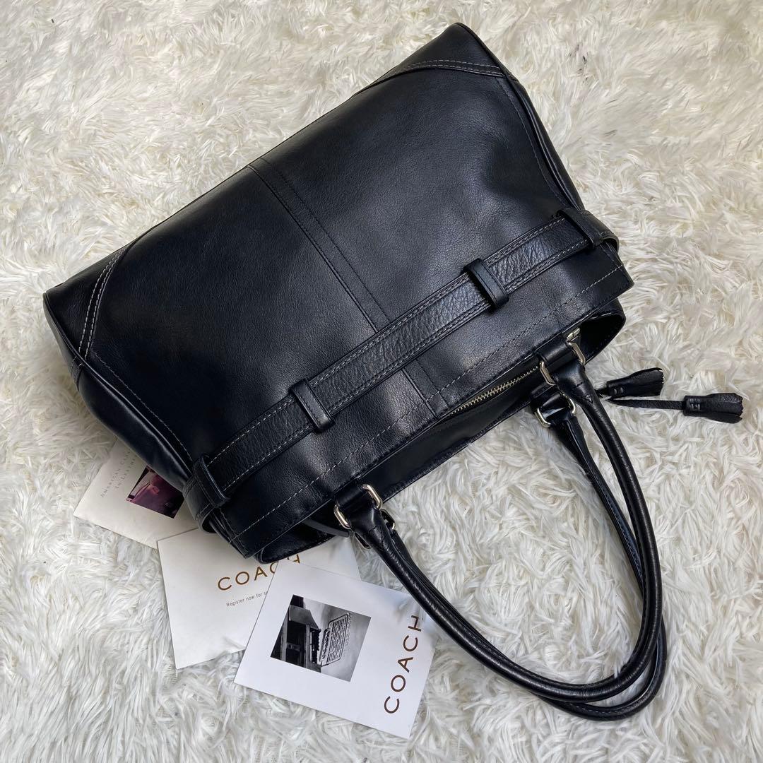 COACH 黒 ブラック ミニボストン ミディアム サッチェル 革 レザー — image 3