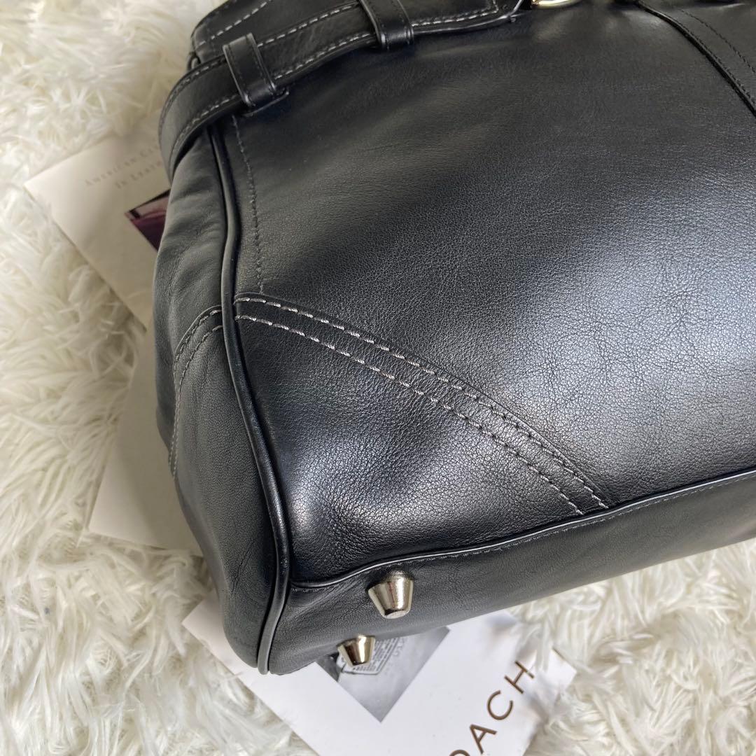 COACH 黒 ブラック ミニボストン ミディアム サッチェル 革 レザー — image 4