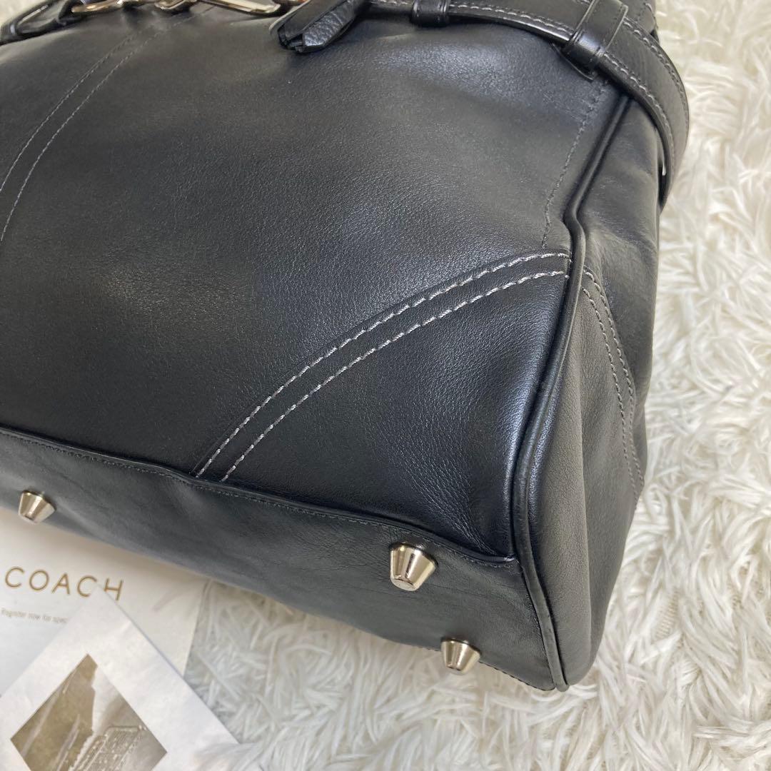COACH 黒 ブラック ミニボストン ミディアム サッチェル 革 レザー — image 5