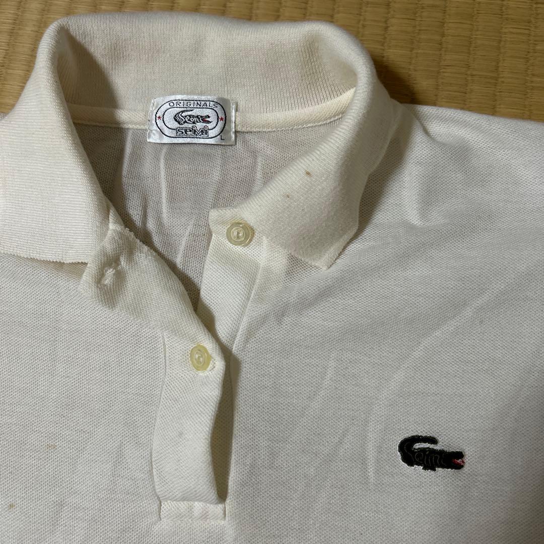 LACOSTE ポロシャツ ホワイト 半袖 古着 表記L — image 5