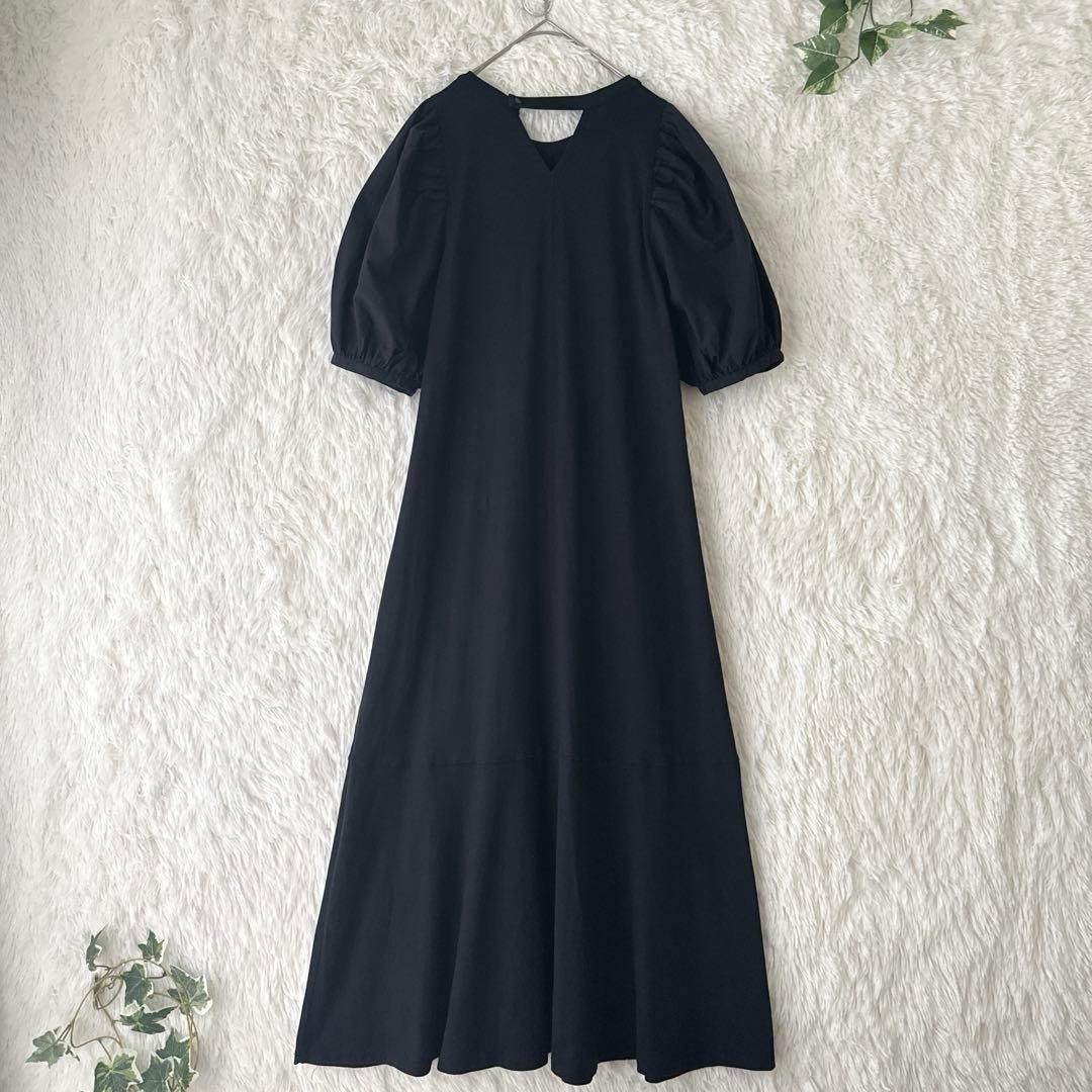 レイビームス パフスリーブ ロングワンピース 黒 綿100％　One size — image 3
