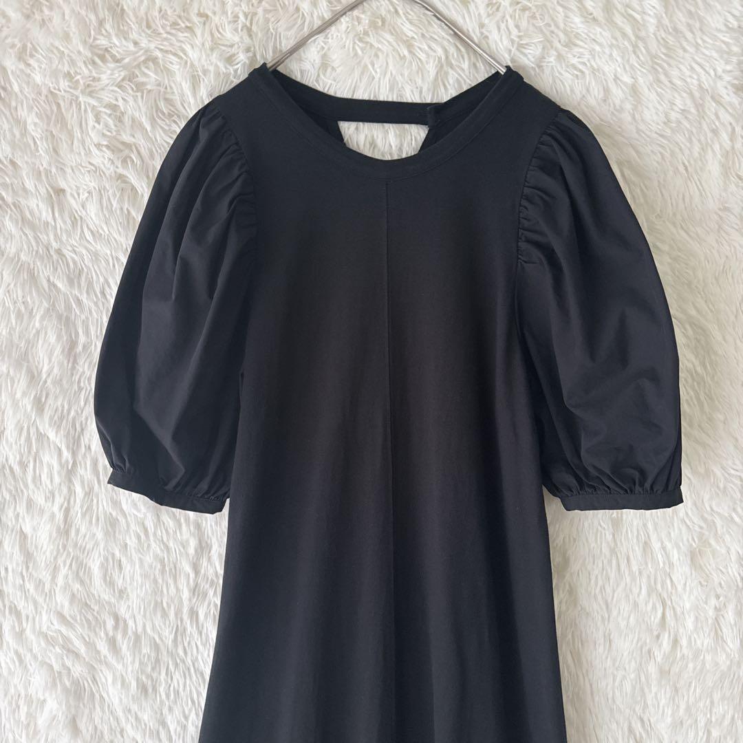 レイビームス パフスリーブ ロングワンピース 黒 綿100％　One size — image 4