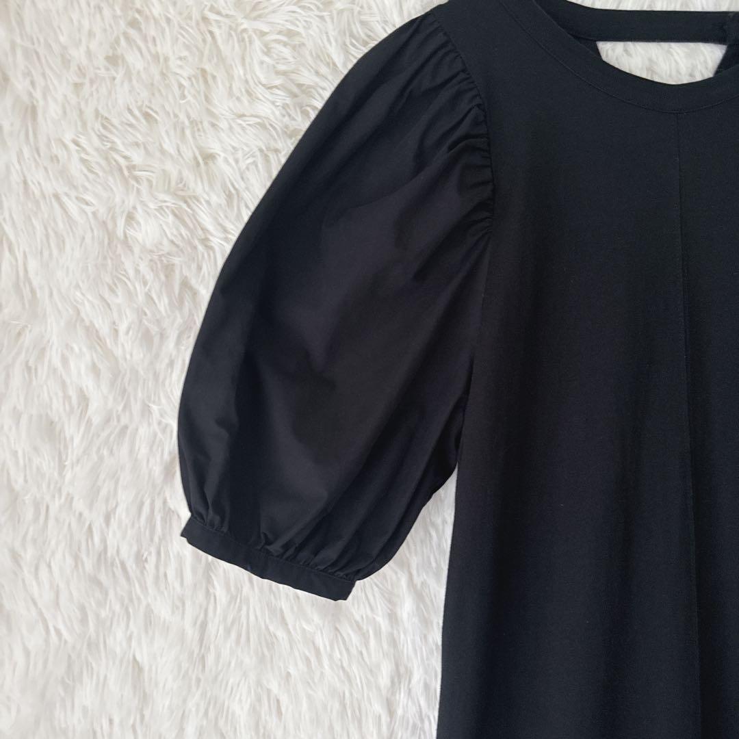 レイビームス パフスリーブ ロングワンピース 黒 綿100％　One size — image 5